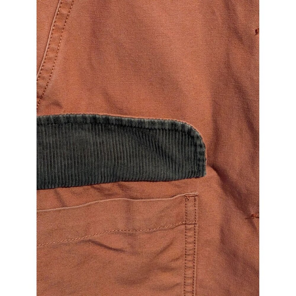 LL‎ Bean Womens 2X Barn Coat Jacket Flannel Lined Orange Brown Corduroy Chore - Picture 5 of 8